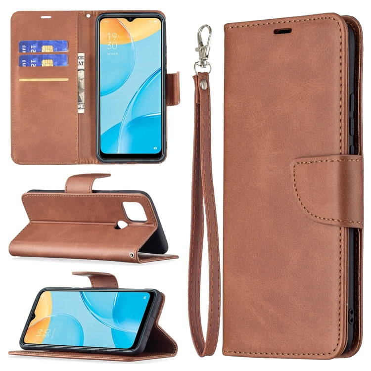 For OPPO A15 Retro Lambskin Texture Pure Color Horizontal Flip PU Leather Case with Holder & Card Slots & Wallet & Lanyard