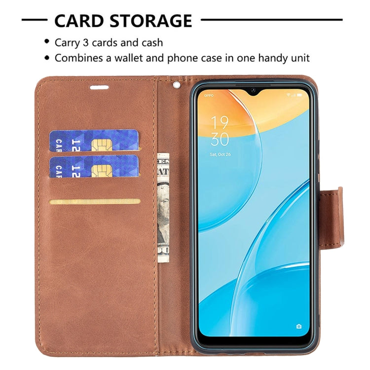 For OPPO A15 Retro Lambskin Texture Pure Color Horizontal Flip PU Leather Case with Holder & Card Slots & Wallet & Lanyard