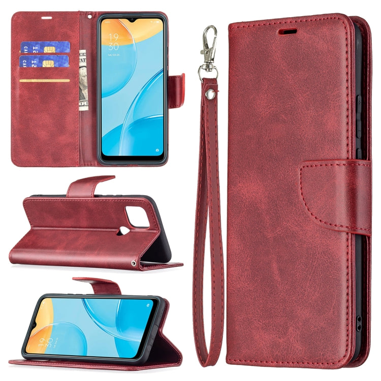 For OPPO A15 Retro Lambskin Texture Pure Color Horizontal Flip PU Leather Case with Holder & Card Slots & Wallet & Lanyard