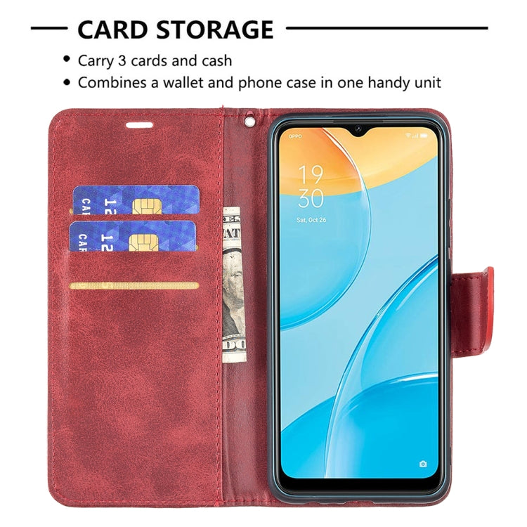 For OPPO A15 Retro Lambskin Texture Pure Color Horizontal Flip PU Leather Case with Holder & Card Slots & Wallet & Lanyard
