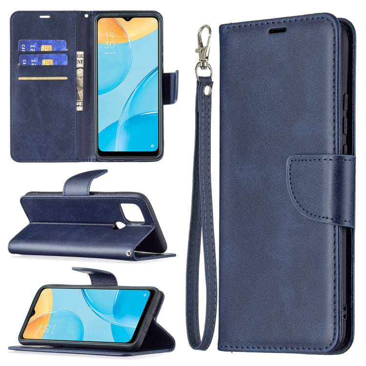 For OPPO A15 Retro Lambskin Texture Pure Color Horizontal Flip PU Leather Case with Holder & Card Slots & Wallet & Lanyard