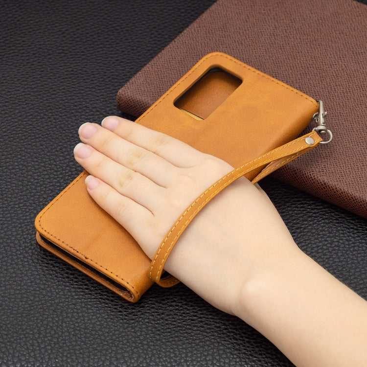 For OPPO A54 4G / 5G Retro Lambskin Texture Pure Color Horizontal Flip PU Leather Case with Holder & Card Slots & Wallet & Lanyard