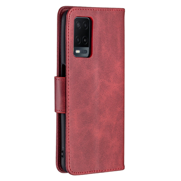 For OPPO A54 4G / 5G Retro Lambskin Texture Pure Color Horizontal Flip PU Leather Case with Holder & Card Slots & Wallet & Lanyard