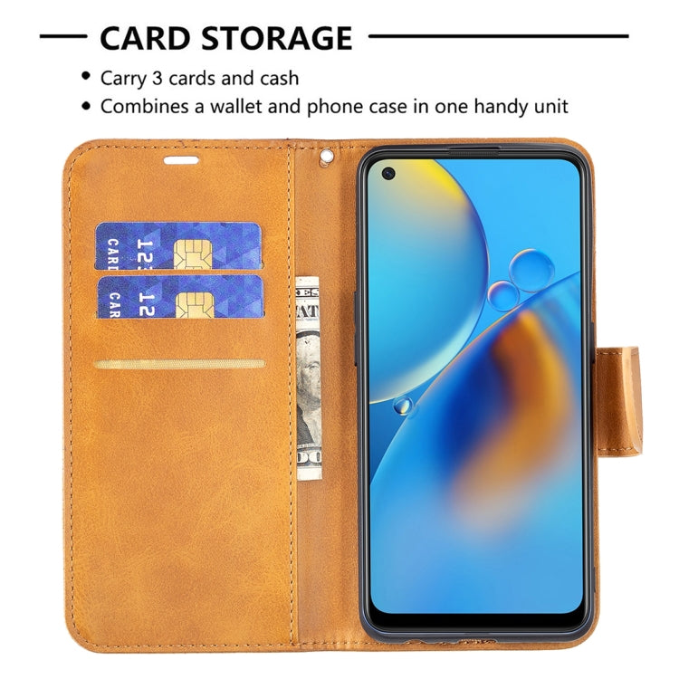 For OPPO A74 4G / F19 4G Retro Lambskin Texture Pure Color Horizontal Flip PU Leather Case with Holder & Card Slots & Wallet & Lanyard