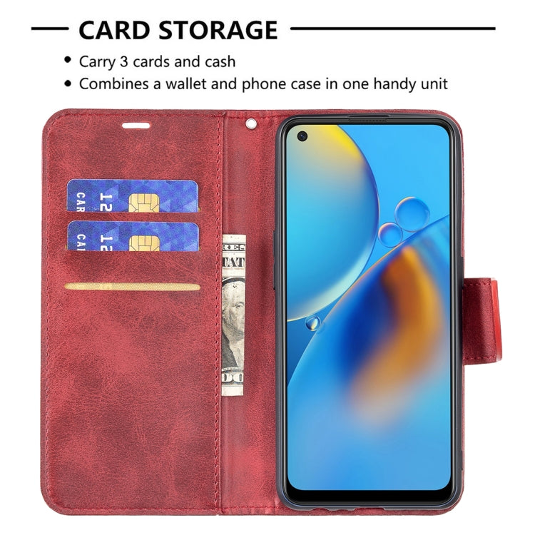 For OPPO A74 4G / F19 4G Retro Lambskin Texture Pure Color Horizontal Flip PU Leather Case with Holder & Card Slots & Wallet & Lanyard