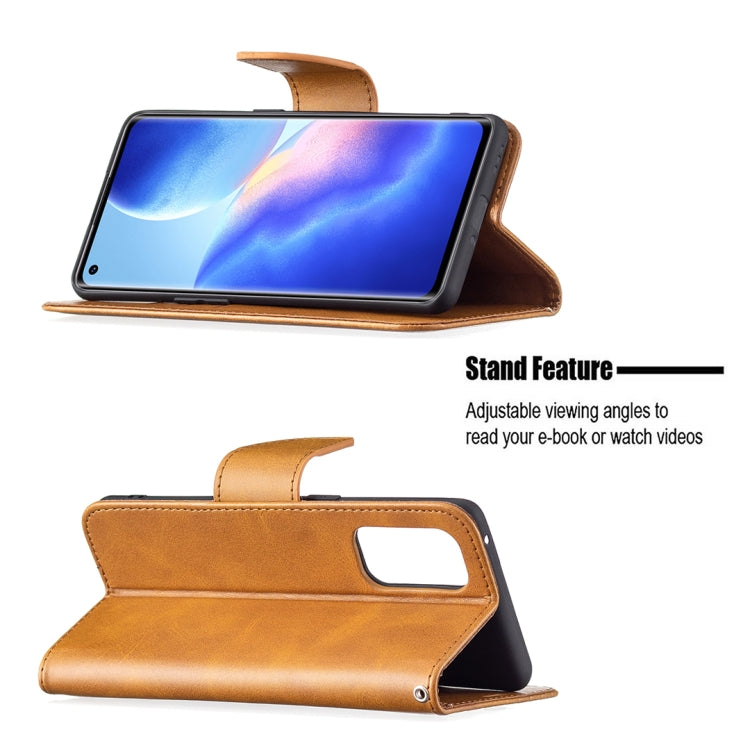 For OPPO Reno5 Pro 5G Retro Lambskin Texture Pure Color Horizontal Flip PU Leather Case with Holder & Card Slots & Wallet & Lanyard