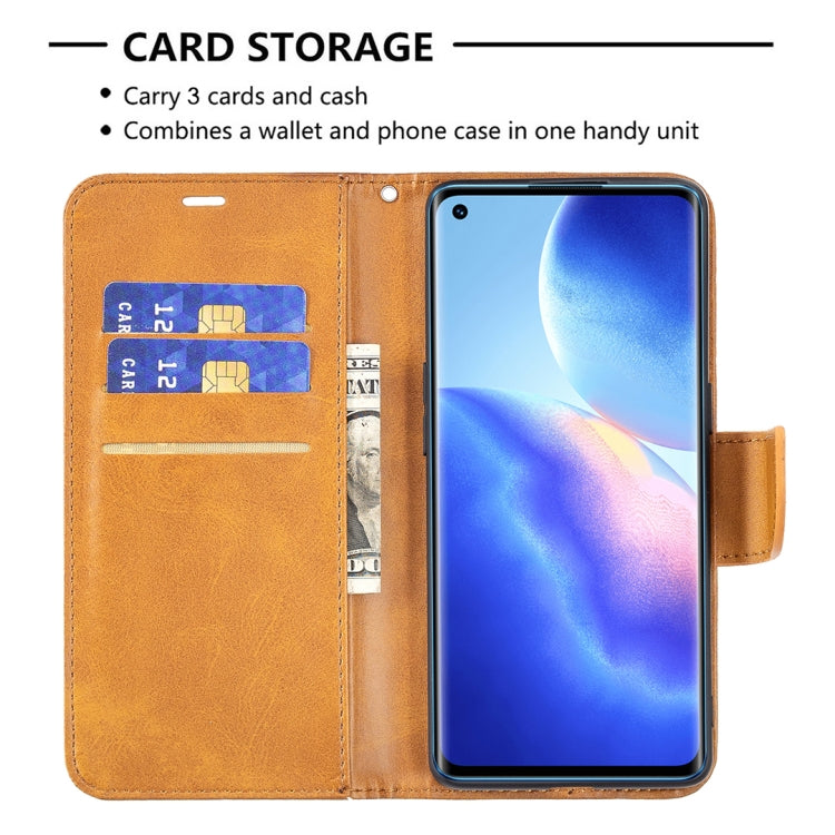 For OPPO Reno5 Pro 5G Retro Lambskin Texture Pure Color Horizontal Flip PU Leather Case with Holder & Card Slots & Wallet & Lanyard