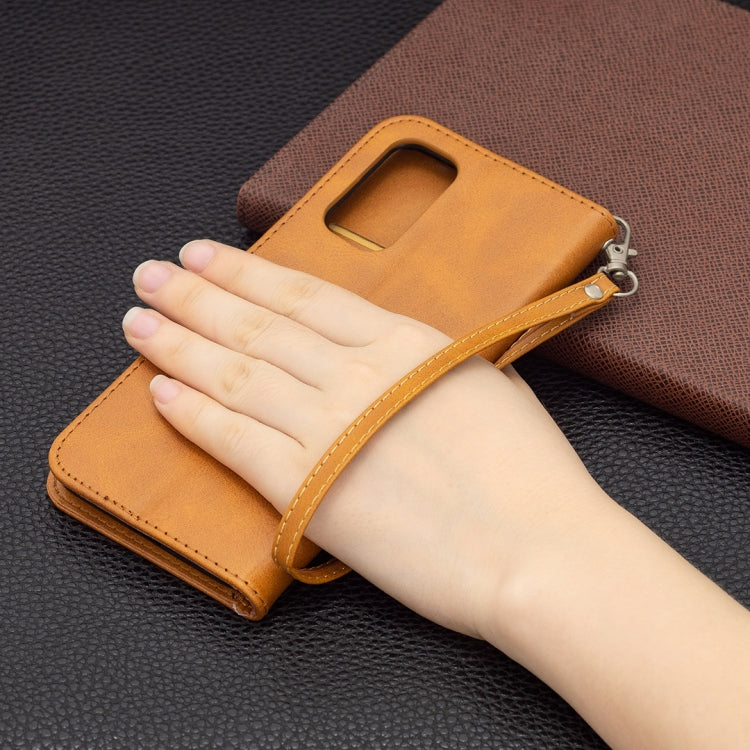 For OPPO Reno5 Pro 5G Retro Lambskin Texture Pure Color Horizontal Flip PU Leather Case with Holder & Card Slots & Wallet & Lanyard