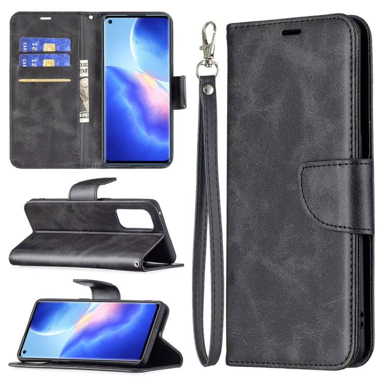 For OPPO Reno5 Pro 5G Retro Lambskin Texture Pure Color Horizontal Flip PU Leather Case with Holder & Card Slots & Wallet & Lanyard