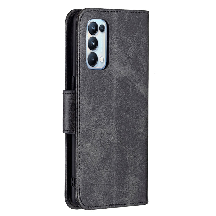 For OPPO Reno5 Pro 5G Retro Lambskin Texture Pure Color Horizontal Flip PU Leather Case with Holder & Card Slots & Wallet & Lanyard