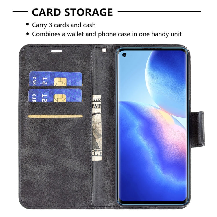 For OPPO Reno5 Pro 5G Retro Lambskin Texture Pure Color Horizontal Flip PU Leather Case with Holder & Card Slots & Wallet & Lanyard