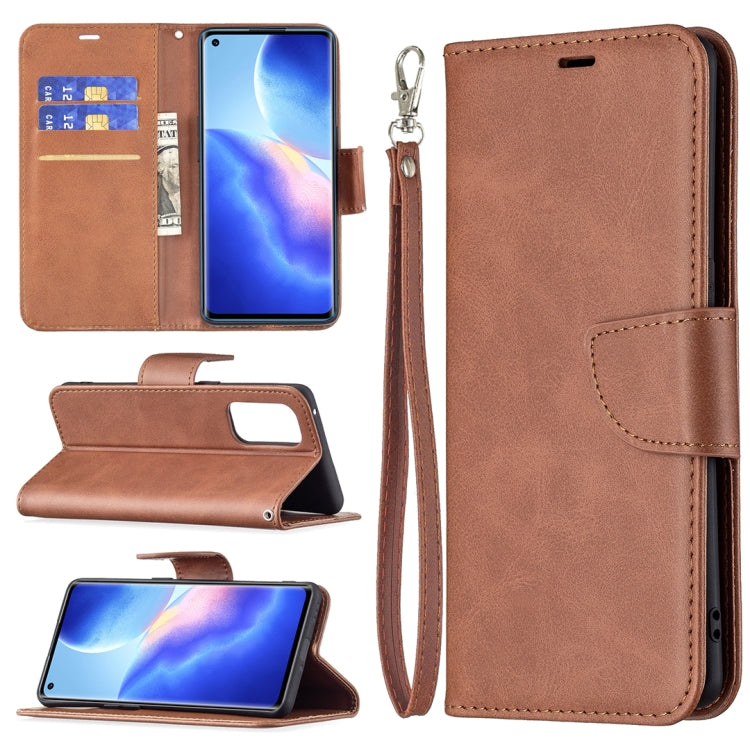 For OPPO Reno5 Pro 5G Retro Lambskin Texture Pure Color Horizontal Flip PU Leather Case with Holder & Card Slots & Wallet & Lanyard