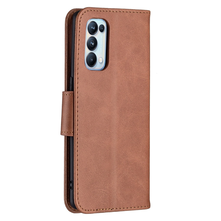 For OPPO Reno5 Pro 5G Retro Lambskin Texture Pure Color Horizontal Flip PU Leather Case with Holder & Card Slots & Wallet & Lanyard