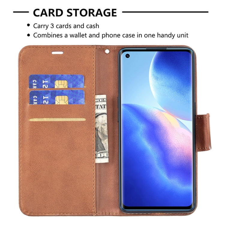 For OPPO Reno5 Pro 5G Retro Lambskin Texture Pure Color Horizontal Flip PU Leather Case with Holder & Card Slots & Wallet & Lanyard