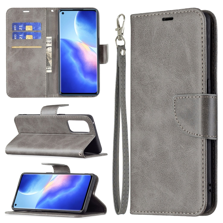 For OPPO Reno5 Pro 5G Retro Lambskin Texture Pure Color Horizontal Flip PU Leather Case with Holder & Card Slots & Wallet & Lanyard