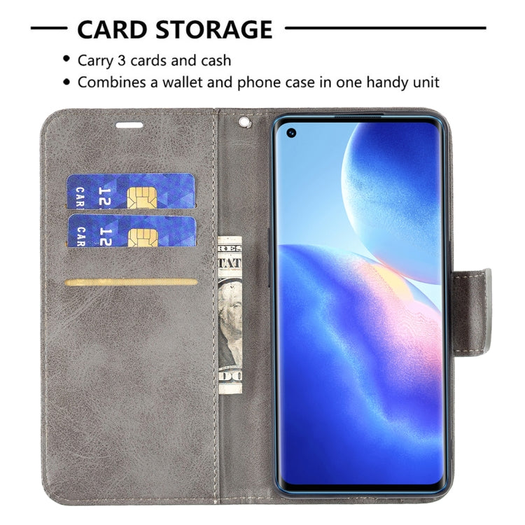 For OPPO Reno5 Pro 5G Retro Lambskin Texture Pure Color Horizontal Flip PU Leather Case with Holder & Card Slots & Wallet & Lanyard
