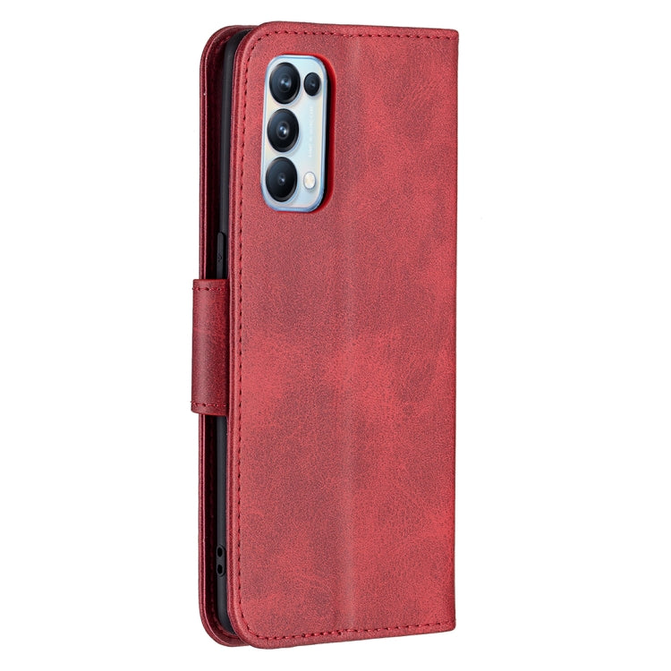 For OPPO Reno5 Pro 5G Retro Lambskin Texture Pure Color Horizontal Flip PU Leather Case with Holder & Card Slots & Wallet & Lanyard