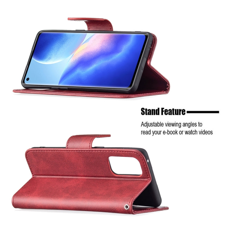 For OPPO Reno5 Pro 5G Retro Lambskin Texture Pure Color Horizontal Flip PU Leather Case with Holder & Card Slots & Wallet & Lanyard