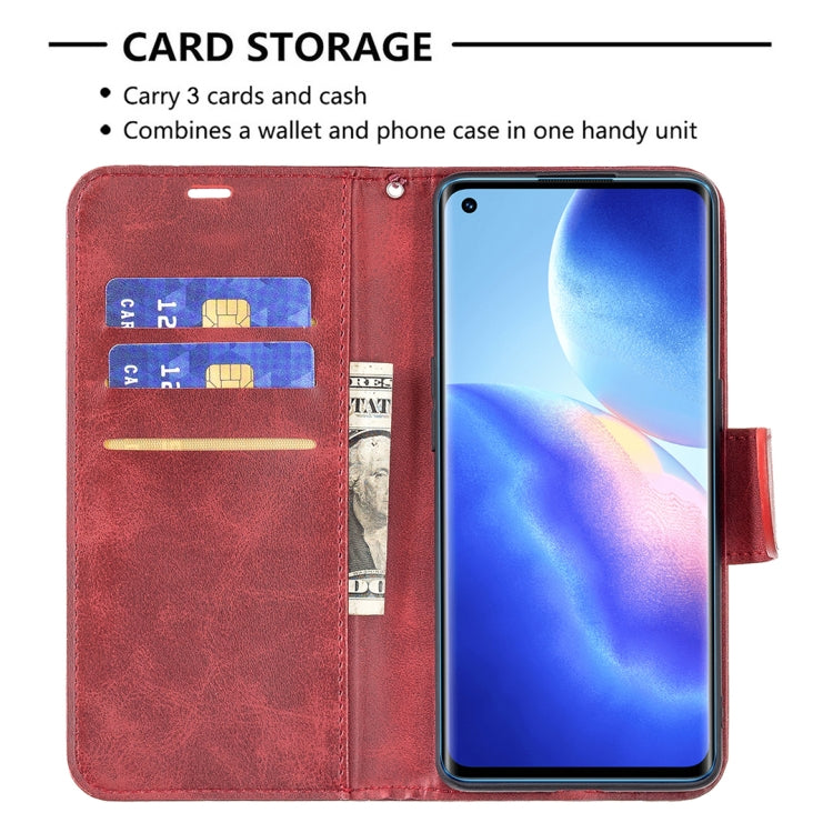 For OPPO Reno5 Pro 5G Retro Lambskin Texture Pure Color Horizontal Flip PU Leather Case with Holder & Card Slots & Wallet & Lanyard