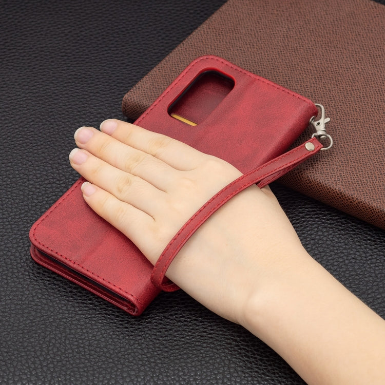 For OPPO Reno5 Pro 5G Retro Lambskin Texture Pure Color Horizontal Flip PU Leather Case with Holder & Card Slots & Wallet & Lanyard