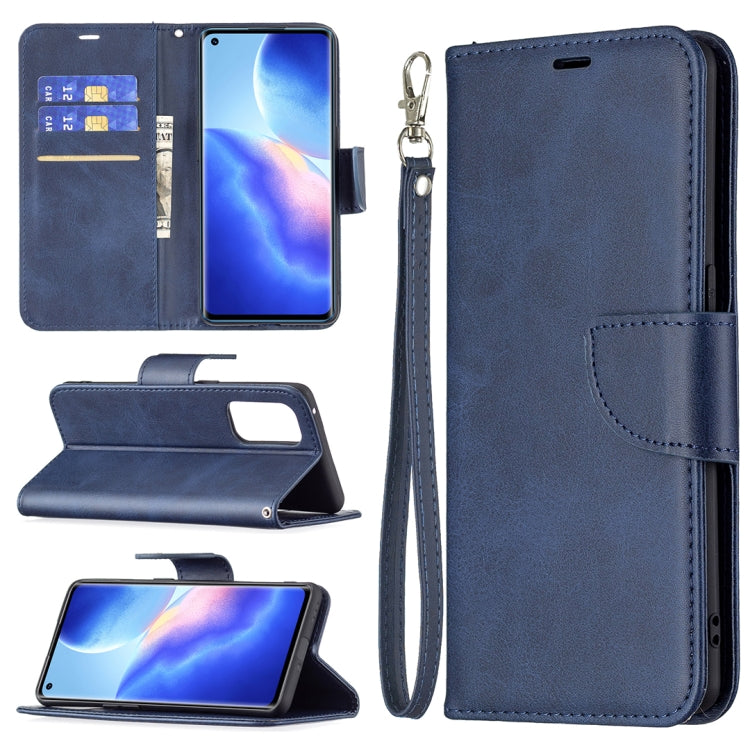 For OPPO Reno5 Pro 5G Retro Lambskin Texture Pure Color Horizontal Flip PU Leather Case with Holder & Card Slots & Wallet & Lanyard