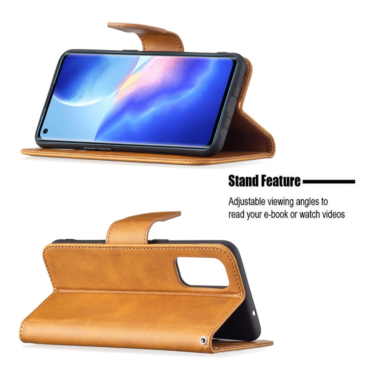 For OPPO Reno5 5G Retro Lambskin Texture Pure Color Horizontal Flip PU Leather Case with Holder & Card Slots & Wallet & Lanyard
