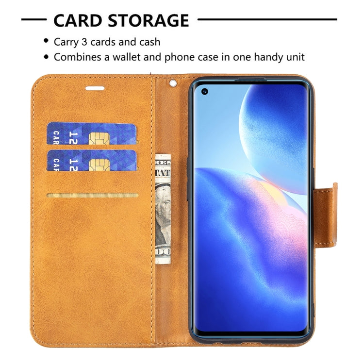 For OPPO Reno5 5G Retro Lambskin Texture Pure Color Horizontal Flip PU Leather Case with Holder & Card Slots & Wallet & Lanyard
