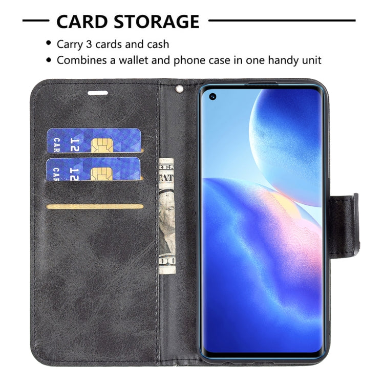 For OPPO Reno5 5G Retro Lambskin Texture Pure Color Horizontal Flip PU Leather Case with Holder & Card Slots & Wallet & Lanyard