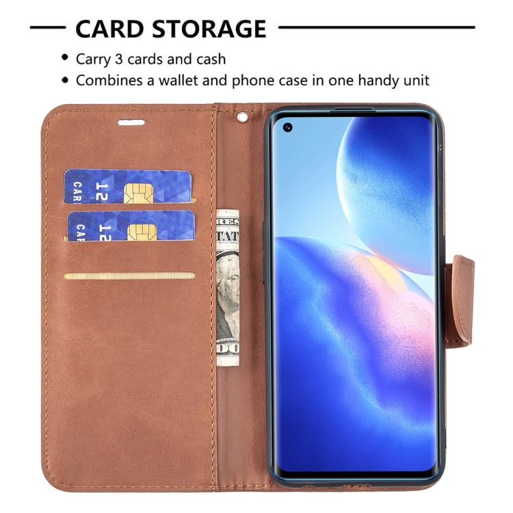 For OPPO Reno5 5G Retro Lambskin Texture Pure Color Horizontal Flip PU Leather Case with Holder & Card Slots & Wallet & Lanyard