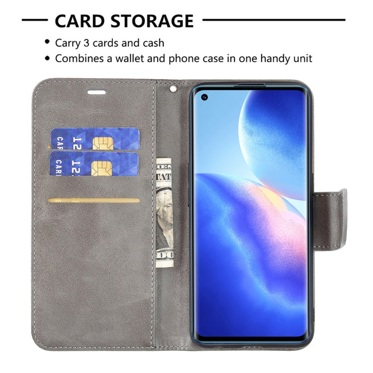 For OPPO Reno5 5G Retro Lambskin Texture Pure Color Horizontal Flip PU Leather Case with Holder & Card Slots & Wallet & Lanyard