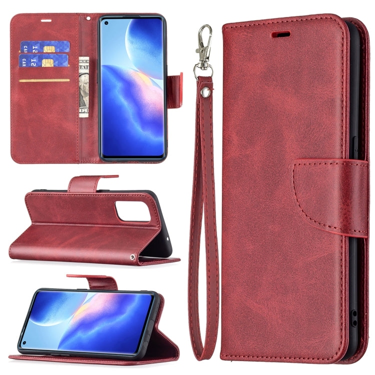 For OPPO Reno5 5G Retro Lambskin Texture Pure Color Horizontal Flip PU Leather Case with Holder & Card Slots & Wallet & Lanyard