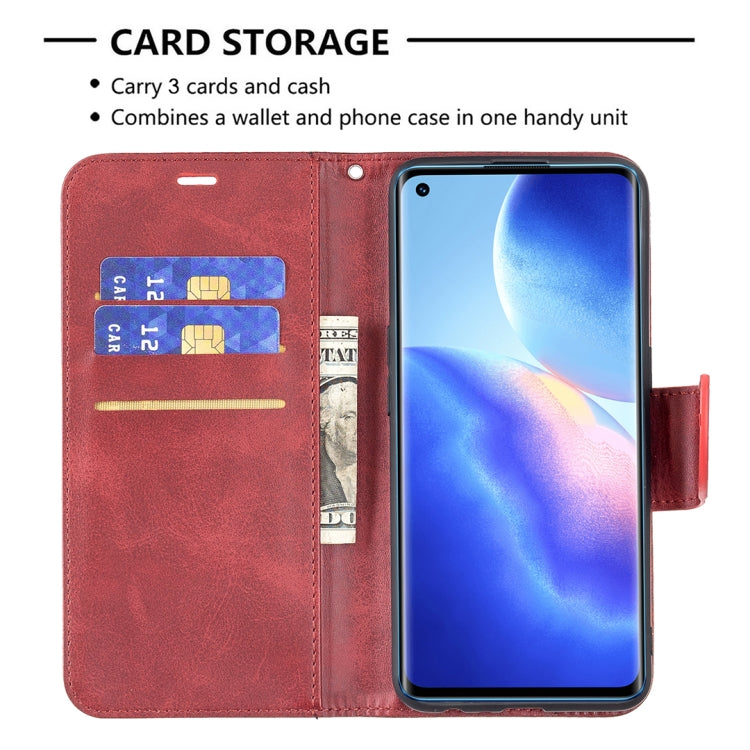 For OPPO Reno5 5G Retro Lambskin Texture Pure Color Horizontal Flip PU Leather Case with Holder & Card Slots & Wallet & Lanyard
