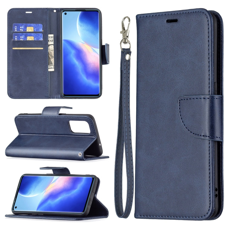 For OPPO Reno5 5G Retro Lambskin Texture Pure Color Horizontal Flip PU Leather Case with Holder & Card Slots & Wallet & Lanyard