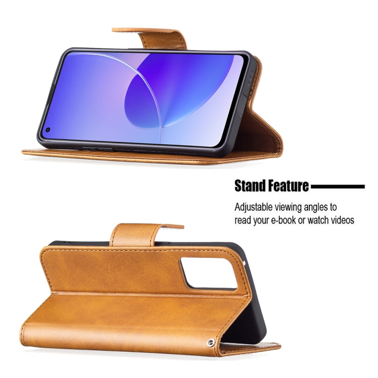 For OPPO Reno6 5G Retro Lambskin Texture Pure Color Horizontal Flip PU Leather Case with Holder & Card Slots & Wallet & Lanyard