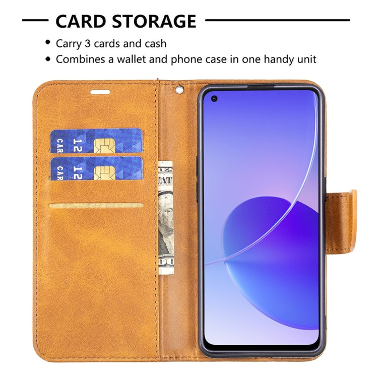 For OPPO Reno6 5G Retro Lambskin Texture Pure Color Horizontal Flip PU Leather Case with Holder & Card Slots & Wallet & Lanyard