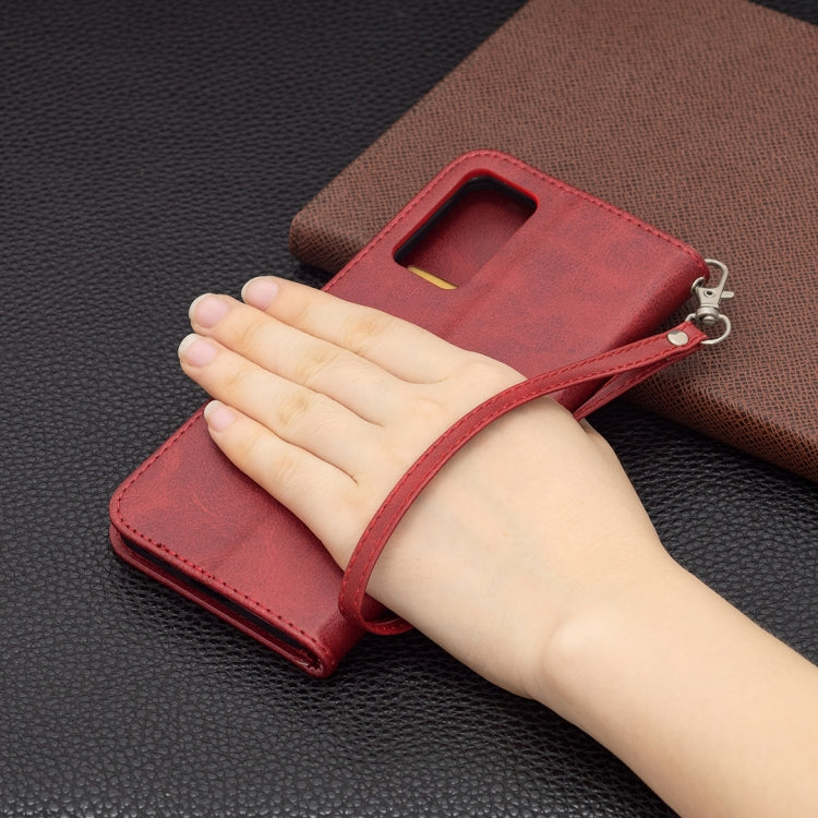 For OPPO Reno6 5G Retro Lambskin Texture Pure Color Horizontal Flip PU Leather Case with Holder & Card Slots & Wallet & Lanyard