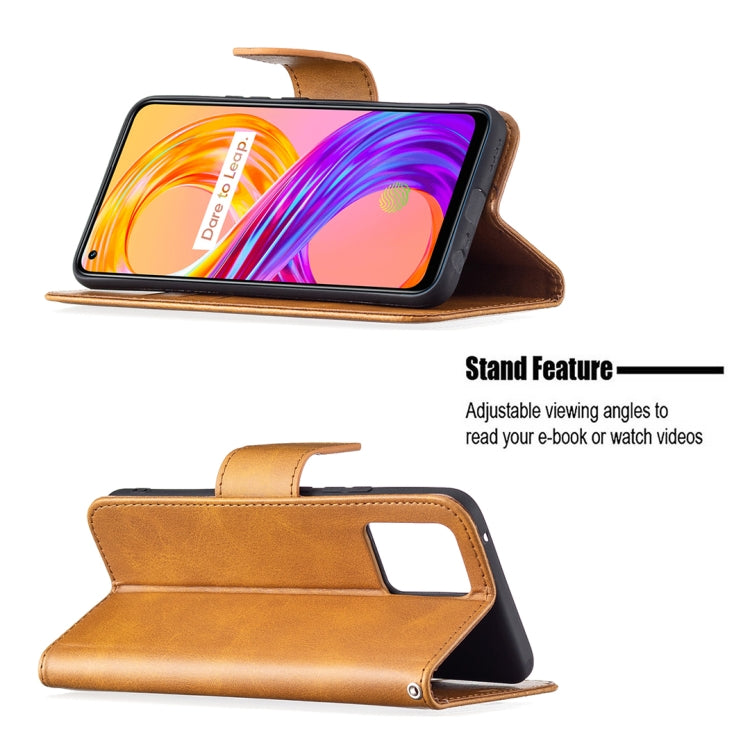 For OPPO Realme 8/Realme 8 Pro Retro Lambskin Texture Pure Color Horizontal Flip PU Leather Case with Holder & Card Slots & Wallet & Lanyard