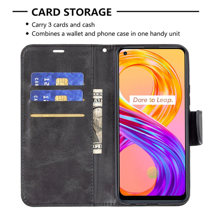 For OPPO Realme 8/Realme 8 Pro Retro Lambskin Texture Pure Color Horizontal Flip PU Leather Case with Holder & Card Slots & Wallet & Lanyard