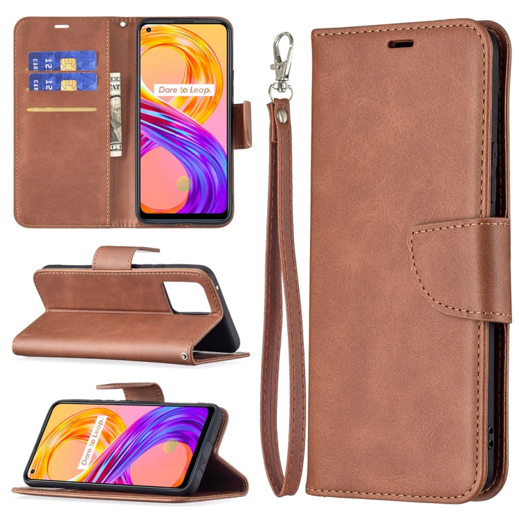 For OPPO Realme 8/Realme 8 Pro Retro Lambskin Texture Pure Color Horizontal Flip PU Leather Case with Holder & Card Slots & Wallet & Lanyard
