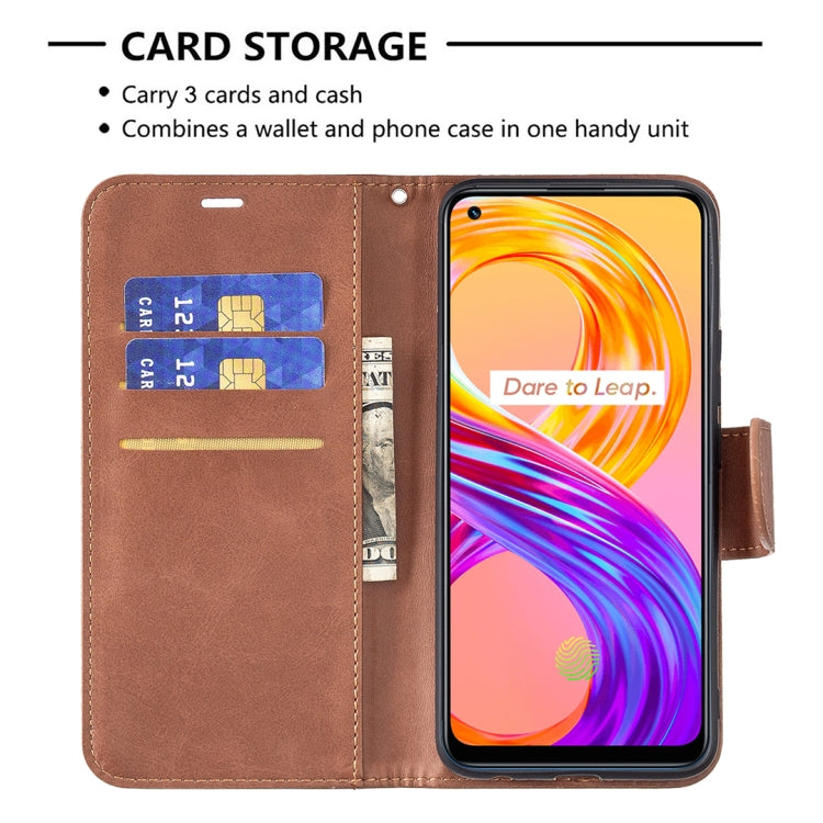 For OPPO Realme 8/Realme 8 Pro Retro Lambskin Texture Pure Color Horizontal Flip PU Leather Case with Holder & Card Slots & Wallet & Lanyard