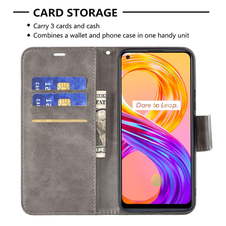 For OPPO Realme 8/Realme 8 Pro Retro Lambskin Texture Pure Color Horizontal Flip PU Leather Case with Holder & Card Slots & Wallet & Lanyard