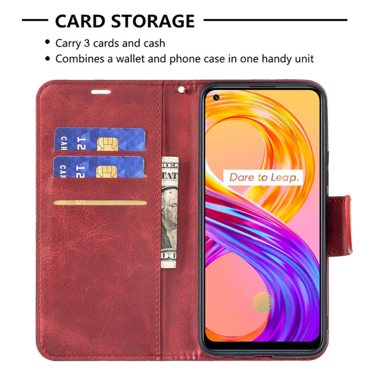 For OPPO Realme 8/Realme 8 Pro Retro Lambskin Texture Pure Color Horizontal Flip PU Leather Case with Holder & Card Slots & Wallet & Lanyard