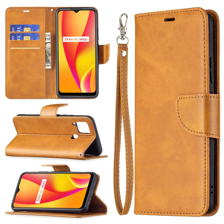 For OPPO Realme C15/C12/C25 Retro Lambskin Texture Pure Color Horizontal Flip PU Leather Case with Holder & Card Slots & Wallet & Lanyard