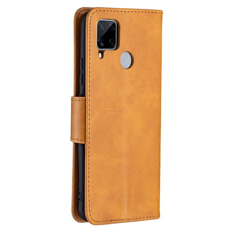 For OPPO Realme C15/C12/C25 Retro Lambskin Texture Pure Color Horizontal Flip PU Leather Case with Holder & Card Slots & Wallet & Lanyard