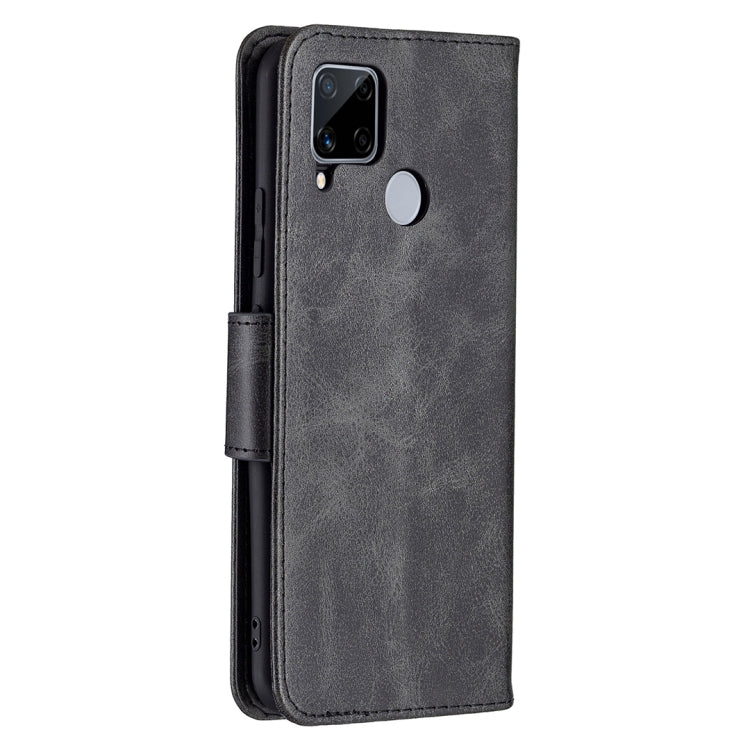 For OPPO Realme C15/C12/C25 Retro Lambskin Texture Pure Color Horizontal Flip PU Leather Case with Holder & Card Slots & Wallet & Lanyard