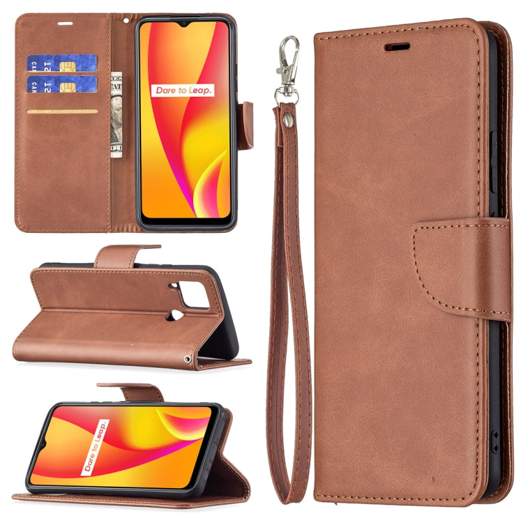 For OPPO Realme C15/C12/C25 Retro Lambskin Texture Pure Color Horizontal Flip PU Leather Case with Holder & Card Slots & Wallet & Lanyard