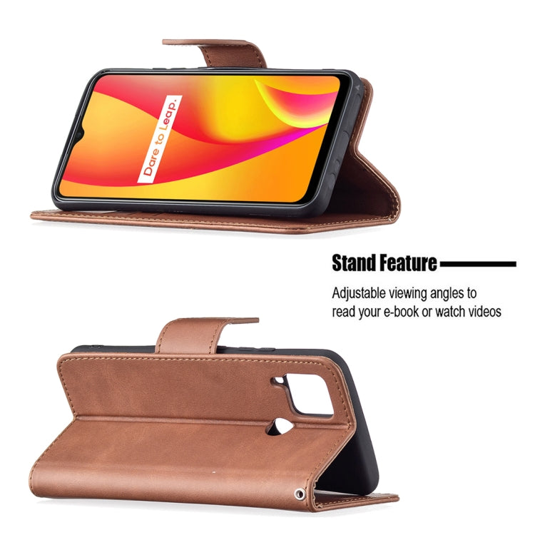 For OPPO Realme C15/C12/C25 Retro Lambskin Texture Pure Color Horizontal Flip PU Leather Case with Holder & Card Slots & Wallet & Lanyard