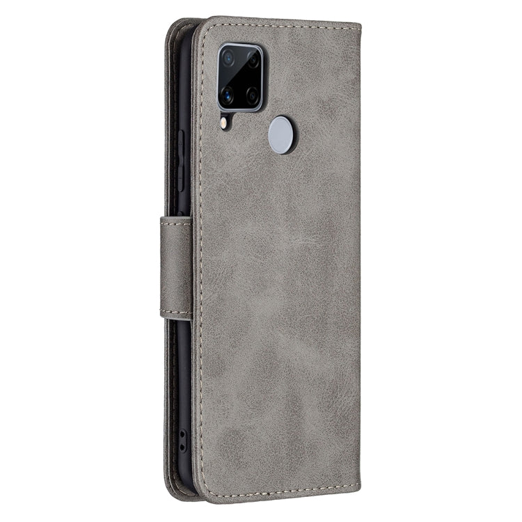 For OPPO Realme C15/C12/C25 Retro Lambskin Texture Pure Color Horizontal Flip PU Leather Case with Holder & Card Slots & Wallet & Lanyard