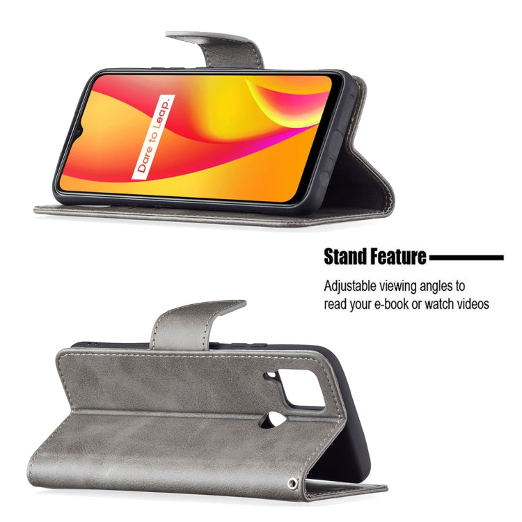 For OPPO Realme C15/C12/C25 Retro Lambskin Texture Pure Color Horizontal Flip PU Leather Case with Holder & Card Slots & Wallet & Lanyard