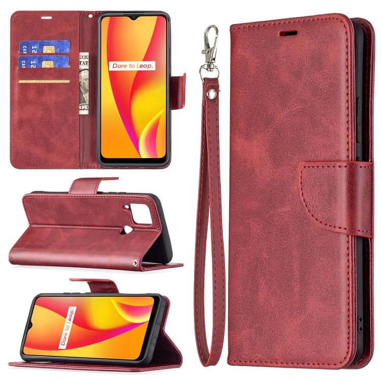 For OPPO Realme C15/C12/C25 Retro Lambskin Texture Pure Color Horizontal Flip PU Leather Case with Holder & Card Slots & Wallet & Lanyard